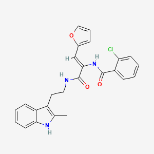 molecular formula C25H22ClN3O3 B4300776 2-chloro-N-[2-(2-furyl)-1-({[2-(2-methyl-1H-indol-3-yl)ethyl]amino}carbonyl)vinyl]benzamide 