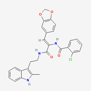 molecular formula C28H24ClN3O4 B4300787 N-[2-(1,3-benzodioxol-5-yl)-1-({[2-(2-methyl-1H-indol-3-yl)ethyl]amino}carbonyl)vinyl]-2-chlorobenzamide 