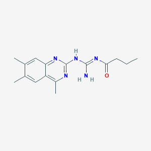 molecular formula C16H21N5O B430080 N-[amino-[(4,6,7-trimethylquinazolin-2-yl)amino]methylidene]butanamide 