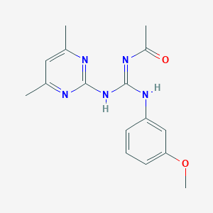 molecular formula C16H19N5O2 B430081 N-[[(4,6-dimethylpyrimidin-2-yl)amino]-(3-methoxyanilino)methylidene]acetamide 