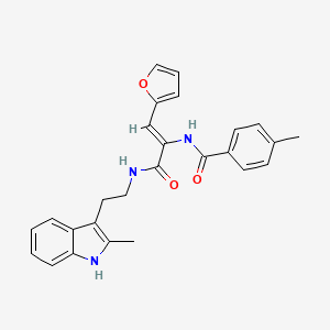 molecular formula C26H25N3O3 B4300830 N-[2-(2-furyl)-1-({[2-(2-methyl-1H-indol-3-yl)ethyl]amino}carbonyl)vinyl]-4-methylbenzamide 