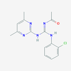 molecular formula C15H16ClN5O B430085 N-[(2-chloroanilino)-[(4,6-dimethylpyrimidin-2-yl)amino]methylidene]acetamide 