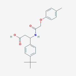 molecular formula C22H27NO4 B4300868 3-(4-tert-butylphenyl)-3-{[(4-methylphenoxy)acetyl]amino}propanoic acid 