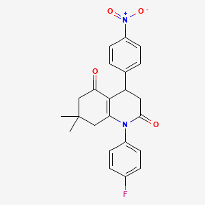 molecular formula C23H21FN2O4 B4300905 1-(4-fluorophenyl)-7,7-dimethyl-4-(4-nitrophenyl)-4,6,7,8-tetrahydroquinoline-2,5(1H,3H)-dione 