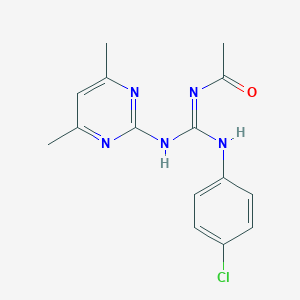 molecular formula C15H16ClN5O B430092 N-[(4-chloroanilino)-[(4,6-dimethylpyrimidin-2-yl)amino]methylidene]acetamide 