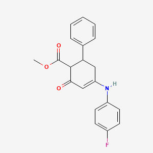 molecular formula C20H18FNO3 B4300934 methyl 4-[(4-fluorophenyl)amino]-2-oxo-6-phenylcyclohex-3-ene-1-carboxylate 