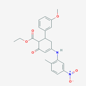 molecular formula C23H24N2O6 B4300942 ethyl 6-(3-methoxyphenyl)-4-[(2-methyl-5-nitrophenyl)amino]-2-oxocyclohex-3-ene-1-carboxylate 
