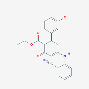molecular formula C23H22N2O4 B4300950 ethyl 4-[(2-cyanophenyl)amino]-6-(3-methoxyphenyl)-2-oxocyclohex-3-ene-1-carboxylate CAS No. 5814-61-9