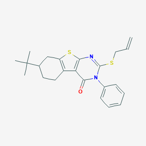 molecular formula C23H26N2OS2 B430096 2-(allylsulfanyl)-7-tert-butyl-3-phenyl-5,6,7,8-tetrahydro[1]benzothieno[2,3-d]pyrimidin-4(3H)-one 