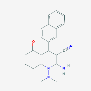 molecular formula C22H22N4O B4300969 2-amino-1-(dimethylamino)-4-(2-naphthyl)-5-oxo-1,4,5,6,7,8-hexahydroquinoline-3-carbonitrile 