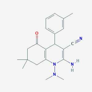 molecular formula C21H26N4O B4300999 2-amino-1-(dimethylamino)-7,7-dimethyl-4-(3-methylphenyl)-5-oxo-1,4,5,6,7,8-hexahydroquinoline-3-carbonitrile 