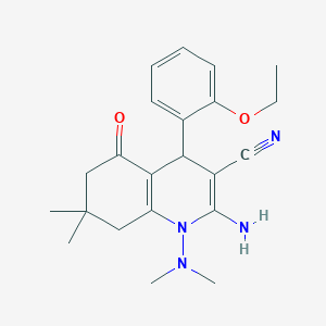 molecular formula C22H28N4O2 B4301000 2-amino-1-(dimethylamino)-4-(2-ethoxyphenyl)-7,7-dimethyl-5-oxo-1,4,5,6,7,8-hexahydroquinoline-3-carbonitrile 
