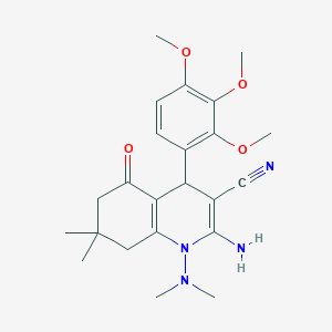 2-amino-1-(dimethylamino)-7,7-dimethyl-5-oxo-4-(2,3,4-trimethoxyphenyl)-1,4,5,6,7,8-hexahydroquinoline-3-carbonitrile