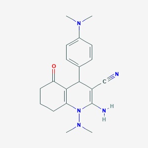 molecular formula C20H25N5O B4301012 2-amino-1-(dimethylamino)-4-[4-(dimethylamino)phenyl]-5-oxo-1,4,5,6,7,8-hexahydroquinoline-3-carbonitrile 
