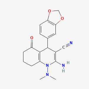 2-amino-4-(1,3-benzodioxol-5-yl)-1-(dimethylamino)-5-oxo-1,4,5,6,7,8-hexahydroquinoline-3-carbonitrile