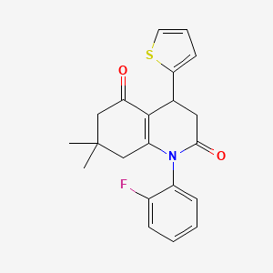 molecular formula C21H20FNO2S B4301032 1-(2-fluorophenyl)-7,7-dimethyl-4-(2-thienyl)-4,6,7,8-tetrahydroquinoline-2,5(1H,3H)-dione 