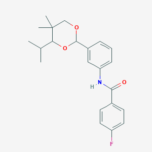 molecular formula C22H26FNO3 B4301082 4-fluoro-N-[3-(4-isopropyl-5,5-dimethyl-1,3-dioxan-2-yl)phenyl]benzamide 