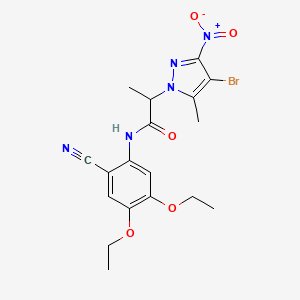 molecular formula C18H20BrN5O5 B4301118 2-(4-bromo-5-methyl-3-nitro-1H-pyrazol-1-yl)-N-(2-cyano-4,5-diethoxyphenyl)propanamide 