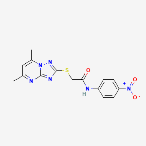molecular formula C15H14N6O3S B4301122 2-[(5,7-dimethyl[1,2,4]triazolo[1,5-a]pyrimidin-2-yl)thio]-N-(4-nitrophenyl)acetamide 