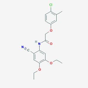 2-(4-chloro-3-methylphenoxy)-N-(2-cyano-4,5-diethoxyphenyl)acetamide