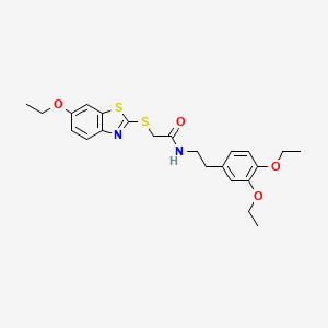 molecular formula C23H28N2O4S2 B4301128 N-[2-(3,4-diethoxyphenyl)ethyl]-2-[(6-ethoxy-1,3-benzothiazol-2-yl)thio]acetamide 