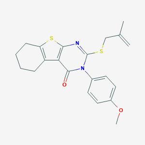 molecular formula C21H22N2O2S2 B430116 3-(4-Methoxyphenyl)-2-(2-methylprop-2-enylsulfanyl)-5,6,7,8-tetrahydro-[1]benzothiolo[2,3-d]pyrimidin-4-one CAS No. 332392-85-5