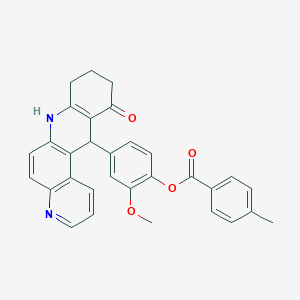 molecular formula C31H26N2O4 B4301173 2-methoxy-4-(11-oxo-7,8,9,10,11,12-hexahydrobenzo[b]-4,7-phenanthrolin-12-yl)phenyl 4-methylbenzoate 