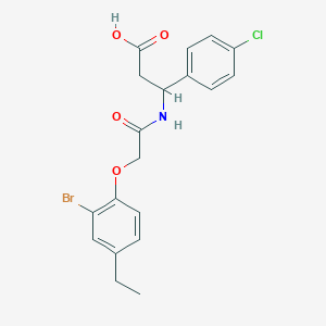 molecular formula C19H19BrClNO4 B4301175 3-{[(2-bromo-4-ethylphenoxy)acetyl]amino}-3-(4-chlorophenyl)propanoic acid 