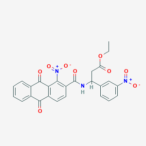 molecular formula C26H19N3O9 B4301181 ethyl 3-{[(1-nitro-9,10-dioxo-9,10-dihydroanthracen-2-yl)carbonyl]amino}-3-(3-nitrophenyl)propanoate 