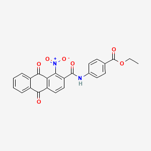 molecular formula C24H16N2O7 B4301188 ethyl 4-{[(1-nitro-9,10-dioxo-9,10-dihydroanthracen-2-yl)carbonyl]amino}benzoate 