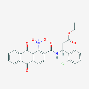 molecular formula C26H19ClN2O7 B4301197 ethyl 3-(2-chlorophenyl)-3-{[(1-nitro-9,10-dioxo-9,10-dihydroanthracen-2-yl)carbonyl]amino}propanoate 