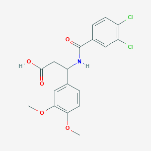molecular formula C18H17Cl2NO5 B4301256 3-[(3,4-dichlorobenzoyl)amino]-3-(3,4-dimethoxyphenyl)propanoic acid 