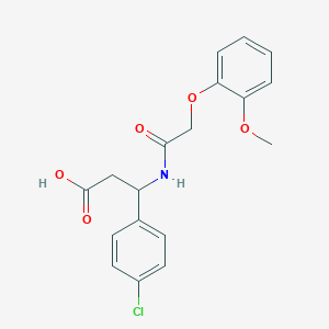 molecular formula C18H18ClNO5 B4301271 3-(4-chlorophenyl)-3-{[(2-methoxyphenoxy)acetyl]amino}propanoic acid 