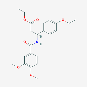molecular formula C22H27NO6 B4301380 ethyl 3-[(3,4-dimethoxybenzoyl)amino]-3-(4-ethoxyphenyl)propanoate 