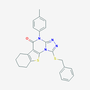 molecular formula C25H22N4OS2 B430140 1-(benzylsulfanyl)-4-(4-methylphenyl)-6,7,8,9-tetrahydro[1]benzothieno[3,2-e][1,2,4]triazolo[4,3-a]pyrimidin-5(4H)-one CAS No. 354992-46-4