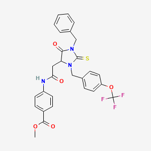 molecular formula C28H24F3N3O5S B4301448 methyl 4-[({1-benzyl-5-oxo-2-thioxo-3-[4-(trifluoromethoxy)benzyl]imidazolidin-4-yl}acetyl)amino]benzoate 