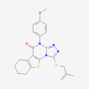 molecular formula C22H22N4O2S2 B430145 4-(4-methoxyphenyl)-1-[(2-methyl-2-propenyl)sulfanyl]-6,7,8,9-tetrahydro[1]benzothieno[3,2-e][1,2,4]triazolo[4,3-a]pyrimidin-5(4H)-one CAS No. 332393-17-6