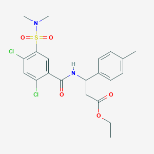 molecular formula C21H24Cl2N2O5S B4301451 ethyl 3-({2,4-dichloro-5-[(dimethylamino)sulfonyl]benzoyl}amino)-3-(4-methylphenyl)propanoate 