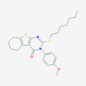 molecular formula C24H30N2O2S2 B430147 2-(heptylsulfanyl)-3-(4-methoxyphenyl)-5,6,7,8-tetrahydro[1]benzothieno[2,3-d]pyrimidin-4(3H)-one 
