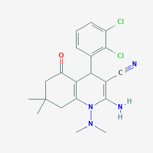 molecular formula C20H22Cl2N4O B4301490 2-amino-4-(2,3-dichlorophenyl)-1-(dimethylamino)-7,7-dimethyl-5-oxo-1,4,5,6,7,8-hexahydroquinoline-3-carbonitrile 