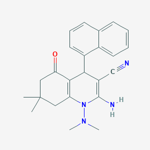 molecular formula C24H26N4O B4301498 2-amino-1-(dimethylamino)-7,7-dimethyl-4-(1-naphthyl)-5-oxo-1,4,5,6,7,8-hexahydroquinoline-3-carbonitrile 