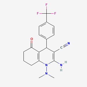 molecular formula C19H19F3N4O B4301504 2-amino-1-(dimethylamino)-5-oxo-4-[4-(trifluoromethyl)phenyl]-1,4,5,6,7,8-hexahydroquinoline-3-carbonitrile 
