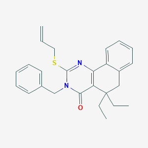 molecular formula C26H28N2OS B430151 2-(allylsulfanyl)-3-benzyl-5,5-diethyl-5,6-dihydrobenzo[h]quinazolin-4(3H)-one CAS No. 312625-97-1
