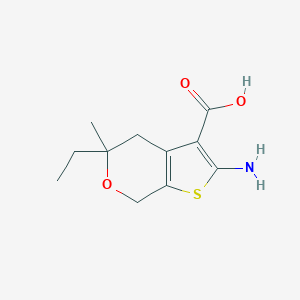 molecular formula C11H15NO3S B430153 2-amino-5-ethyl-5-methyl-4,7-dihydro-5H-thieno[2,3-c]pyran-3-carboxylic acid CAS No. 351385-61-0