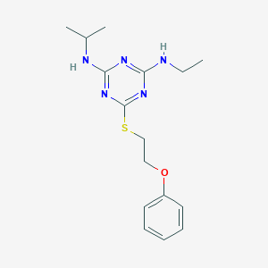 molecular formula C16H23N5OS B430156 N-ethyl-N-{4-(isopropylamino)-6-[(2-phenoxyethyl)sulfanyl]-1,3,5-triazin-2-yl}amine CAS No. 420831-26-1