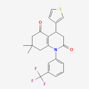 molecular formula C22H20F3NO2S B4301570 7,7-dimethyl-4-(3-thienyl)-1-[3-(trifluoromethyl)phenyl]-4,6,7,8-tetrahydroquinoline-2,5(1H,3H)-dione 
