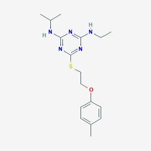 molecular formula C17H25N5OS B430158 N4-ethyl-6-[2-(4-methylphenoxy)ethylthio]-N2-propan-2-yl-1,3,5-triazine-2,4-diamine CAS No. 371221-03-3