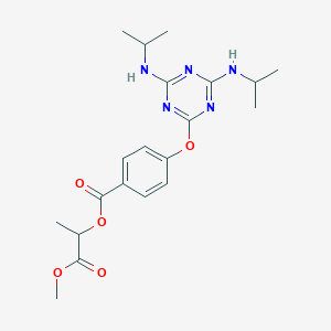 molecular formula C20H27N5O5 B430160 2-Methoxy-1-methyl-2-oxoethyl 4-{[4,6-bis(isopropylamino)-1,3,5-triazin-2-yl]oxy}benzoate CAS No. 371954-00-6