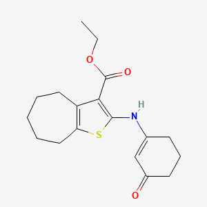 molecular formula C18H23NO3S B4301621 ethyl 2-[(3-oxocyclohex-1-en-1-yl)amino]-5,6,7,8-tetrahydro-4H-cyclohepta[b]thiophene-3-carboxylate 