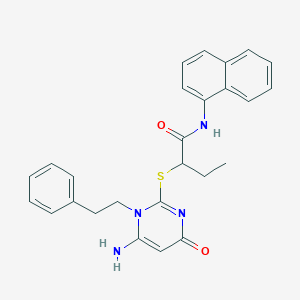 molecular formula C26H26N4O2S B4301663 2-{[6-amino-4-oxo-1-(2-phenylethyl)-1,4-dihydropyrimidin-2-yl]thio}-N-1-naphthylbutanamide 